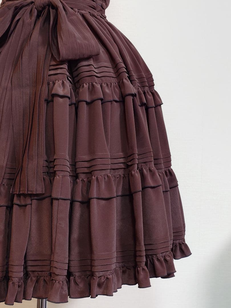 morphose　ピンタックティアードジャンパースカート　ブラウン