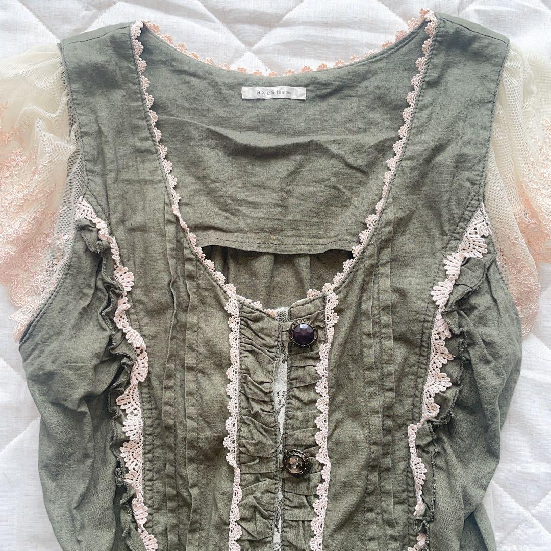 なー 2点 axes femme レースフリルベストチュニック