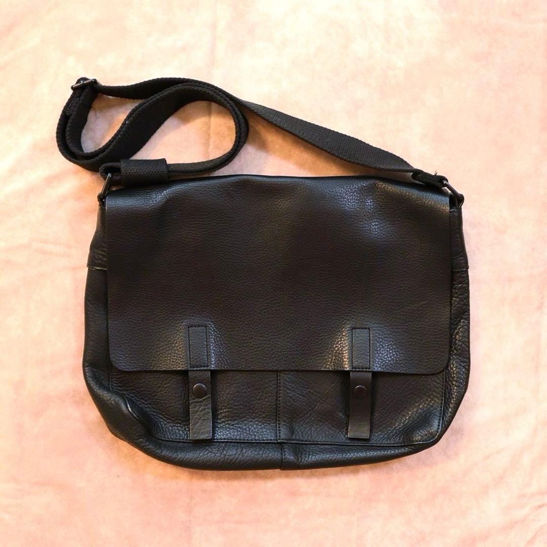 00s old gap レザーメッセンジャーバッグ ブラック 牛革 ショルダー