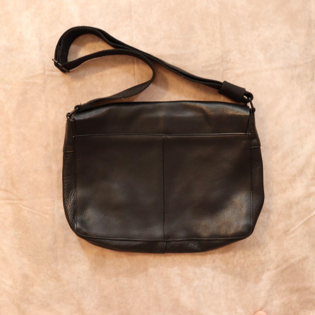 00s old gap レザーメッセンジャーバッグ ブラック 牛革 ショルダー