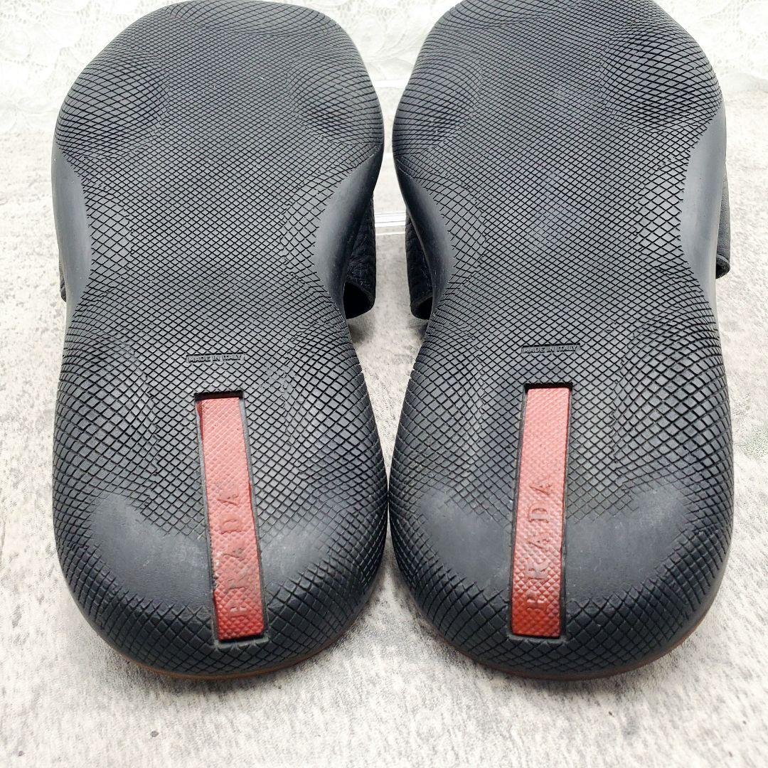 プラダ✨レザー スライドサンダル スリッパ 26～26.5cm 黒 イタリア製