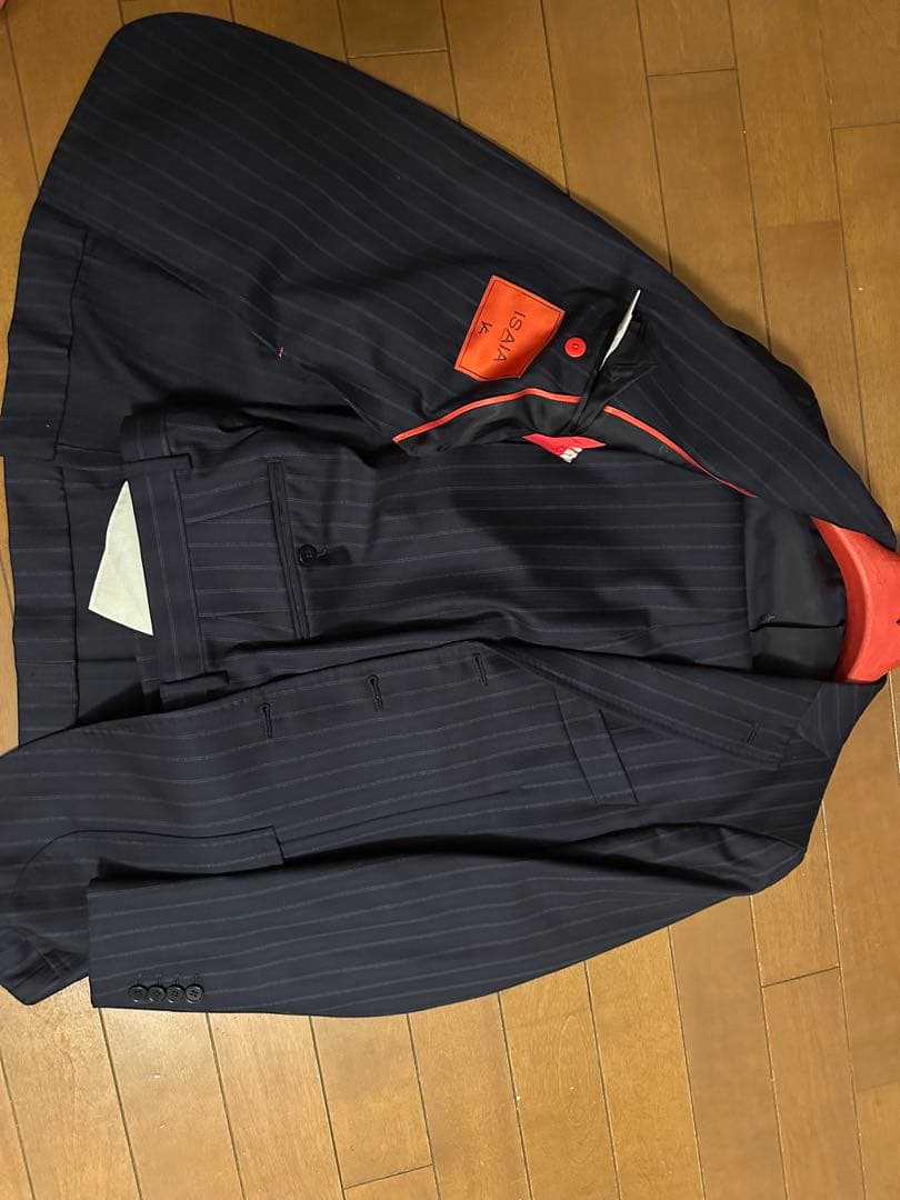 イザイア⭐️現行‼️未使用級‼️42⭐️ネイビーストライプ⭐️セットアップ‼️定価40万