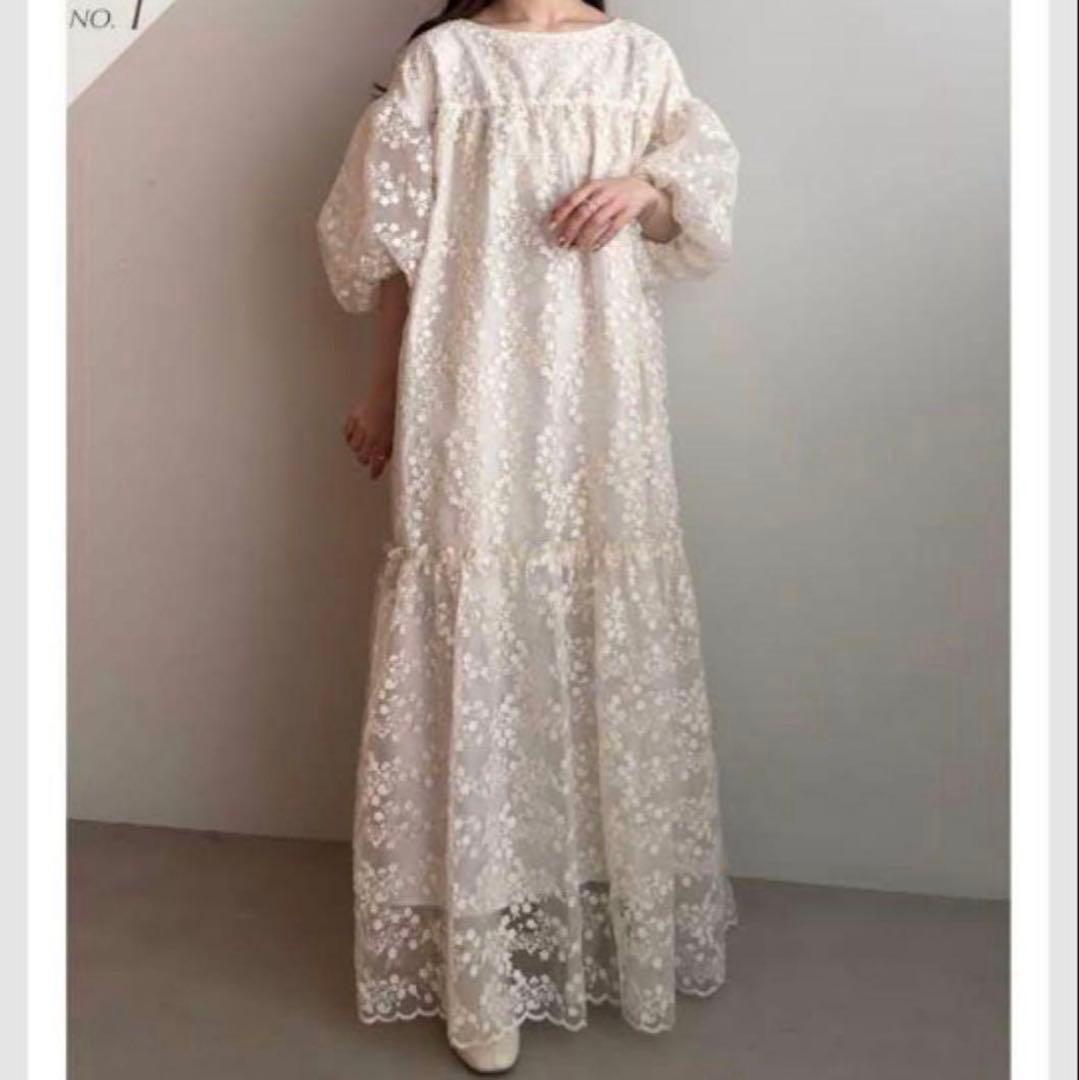 yourmleバックリボンフラワージャガードワンピース