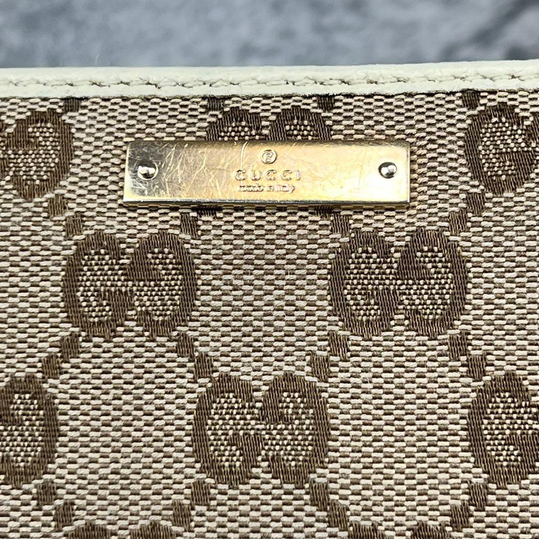 GUCCI GGキャンバス ラウンドファスナー長財布 プレート