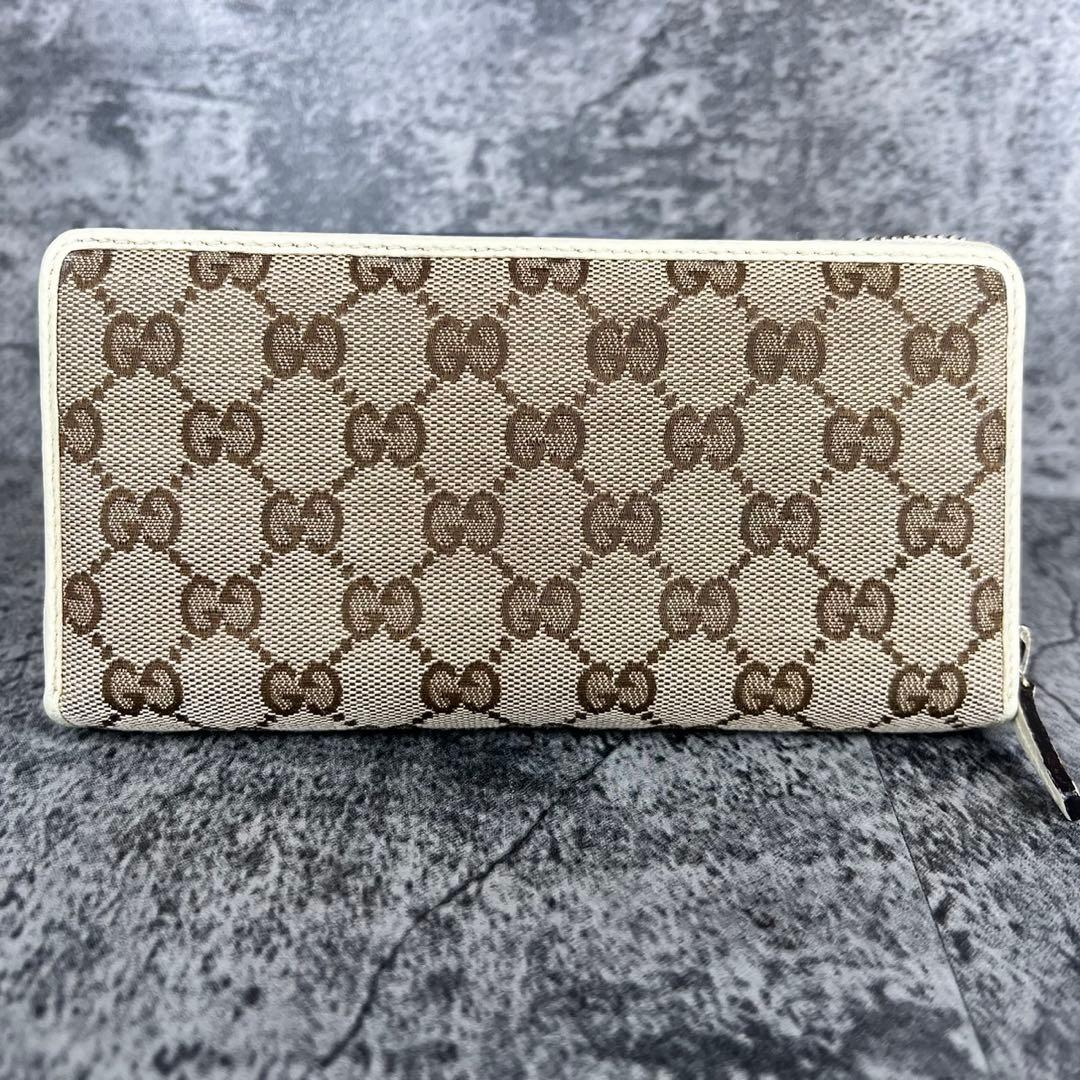 GUCCI GGキャンバス ラウンドファスナー長財布 プレート