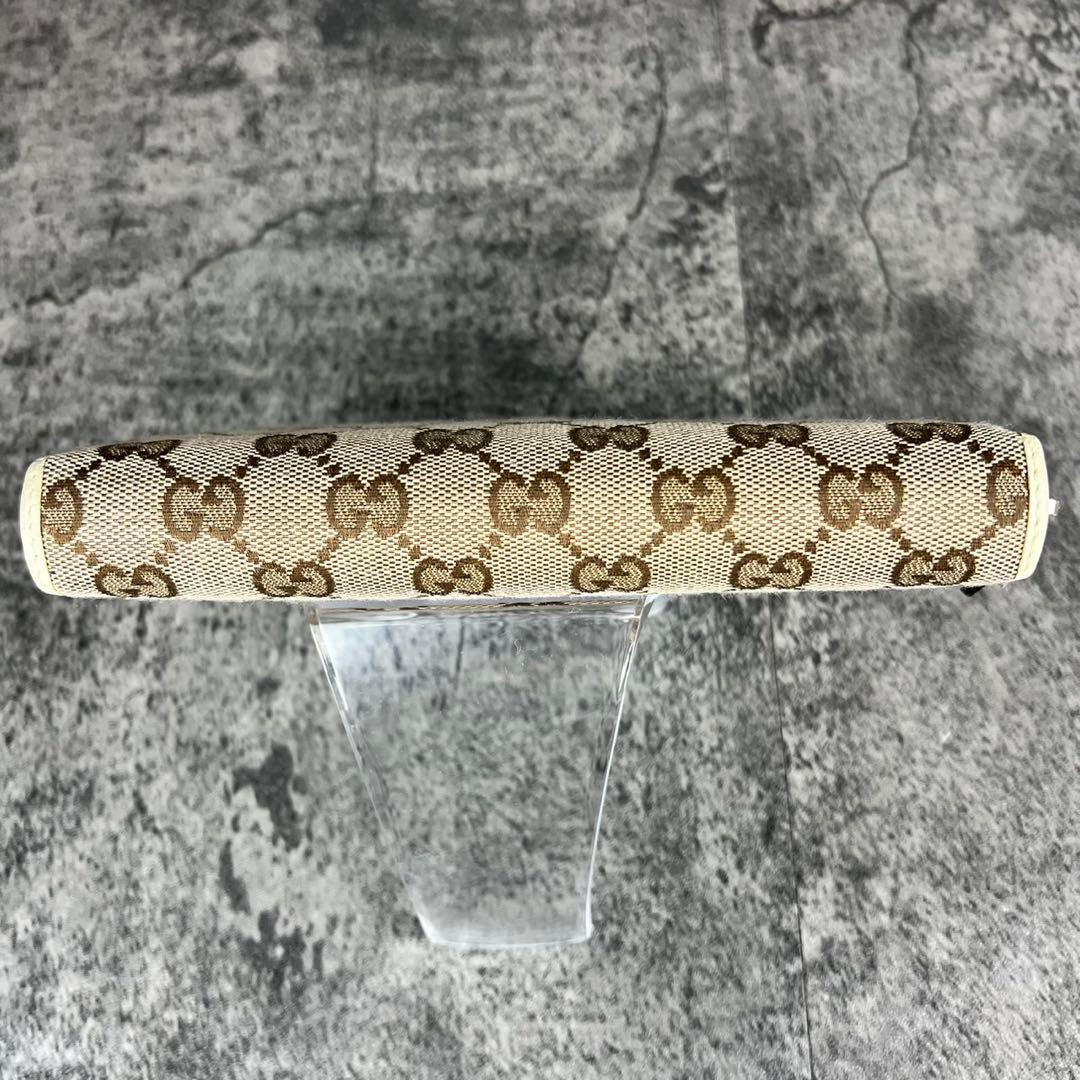 GUCCI GGキャンバス ラウンドファスナー長財布 プレート