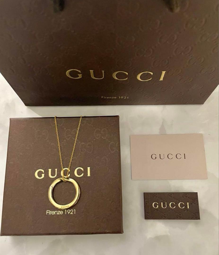 ★極美品　グッチ GUCCI リングチャームネックレス ゴールド【確実正規品】