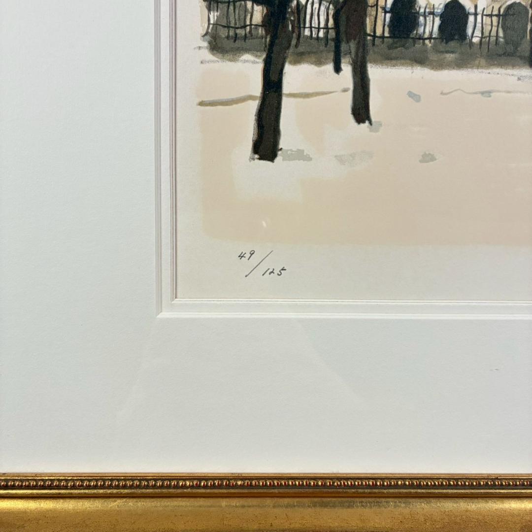 美品 児玉幸雄「雪のボージュ広場」リトグラフ 直筆サイン有 お洒落な額装 パリ