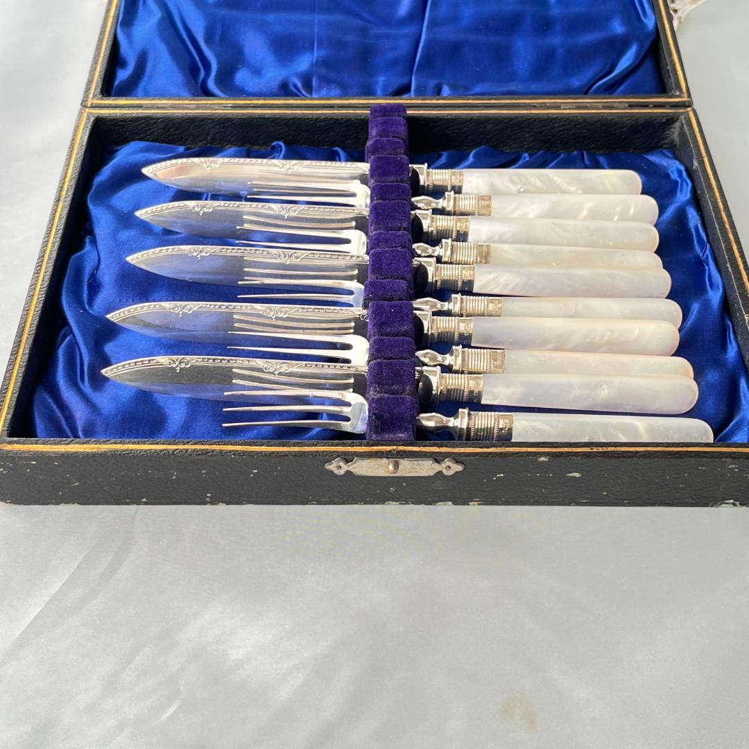 【William Yates 】【白蝶貝 / 純銀継手】デザートセット ケース