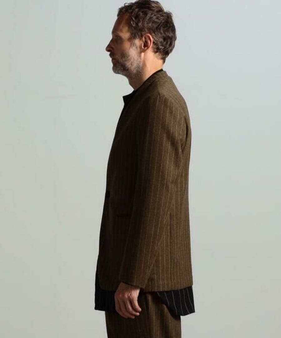 ウールフランネル カラーレス1Bジャケット FOX BROTHERS