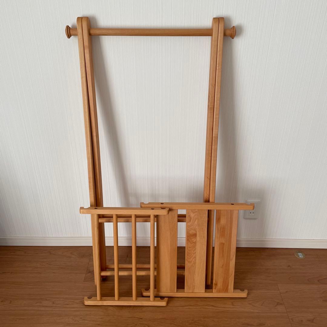 【モモナチュラル】木製ハンガーラックSサイズ(キッズ向き)