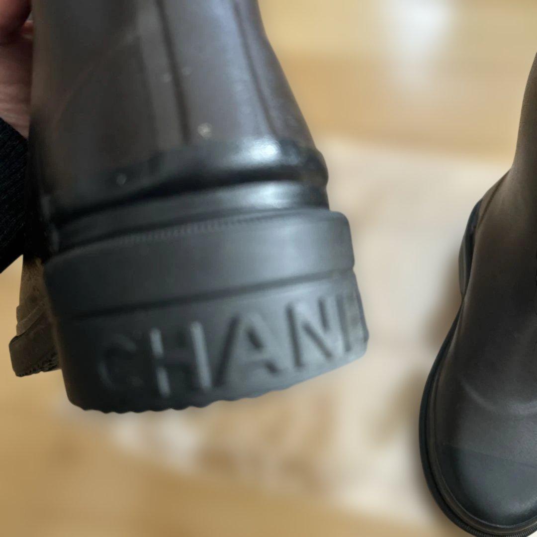 CHANEL ブラウン&ブラック 長靴・レインブーツ23