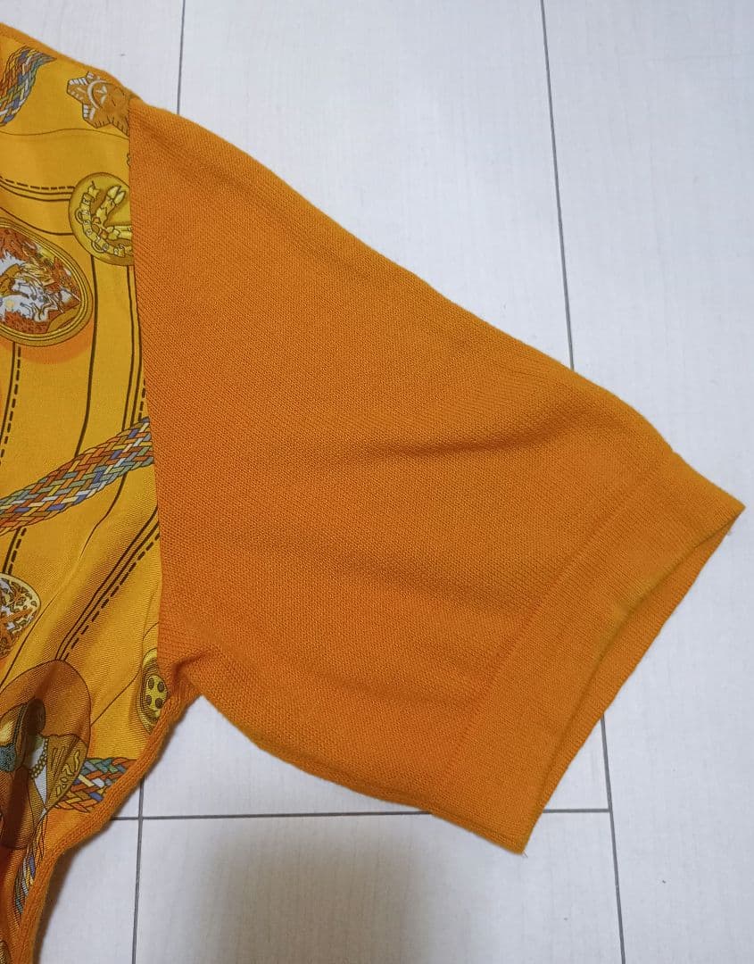HERMES(エルメス) 半袖ポロシャツ サイズM シルク ニット 切り替え