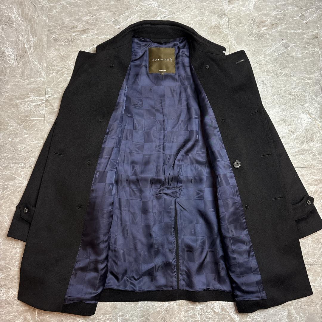 美品 スコットランド製 マッキントッシュ ダブル ウールコート 38 ネイビー