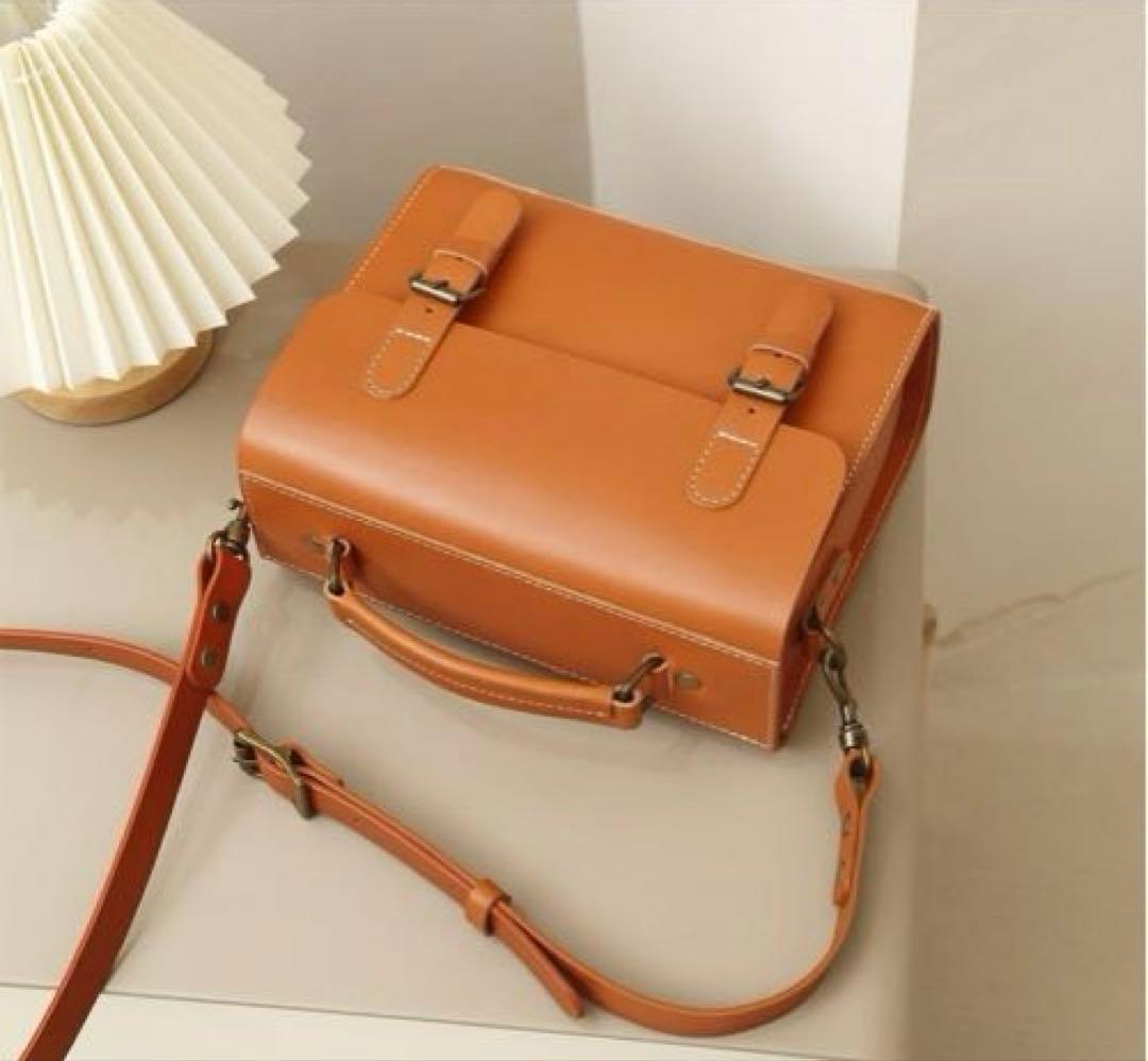 【新品】イタリアンレザー　ショルダーバッグ Wフラップ キャメル　本革　2way