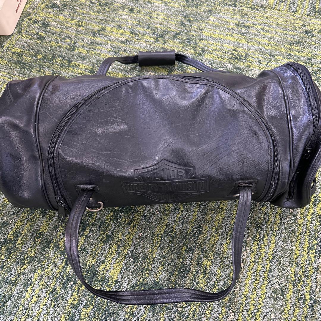 や*ー様 Harley-Davidson 黒 レザー ドラムバッグ