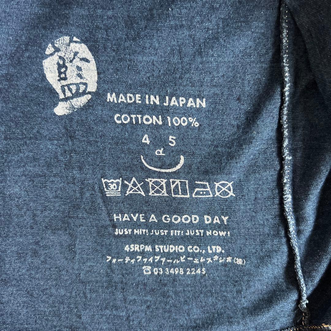 45R 藍染　ティーシャツ　フラミンゴ　S