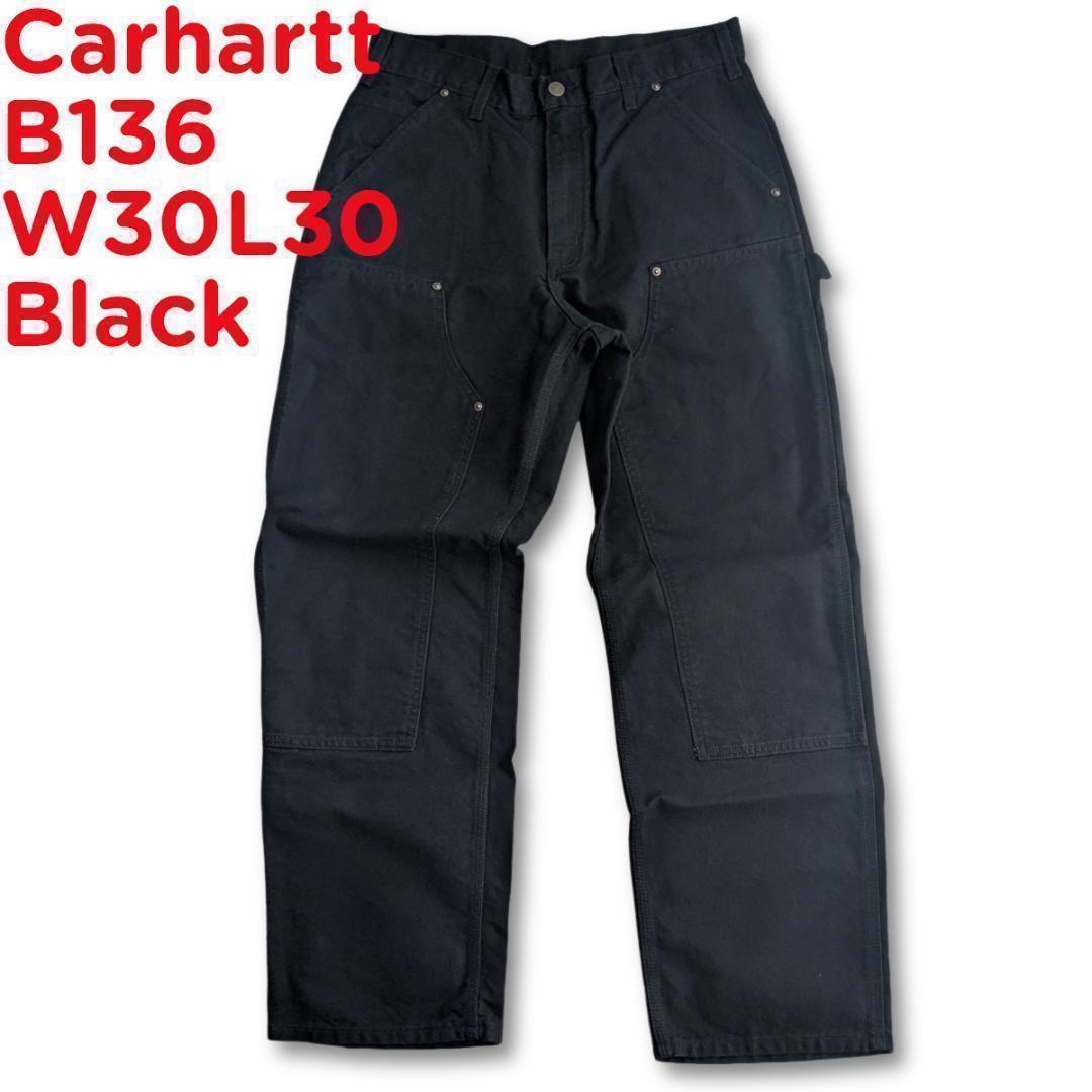 USA製 カーハート ブラック B136 W30L30 ダブルニー