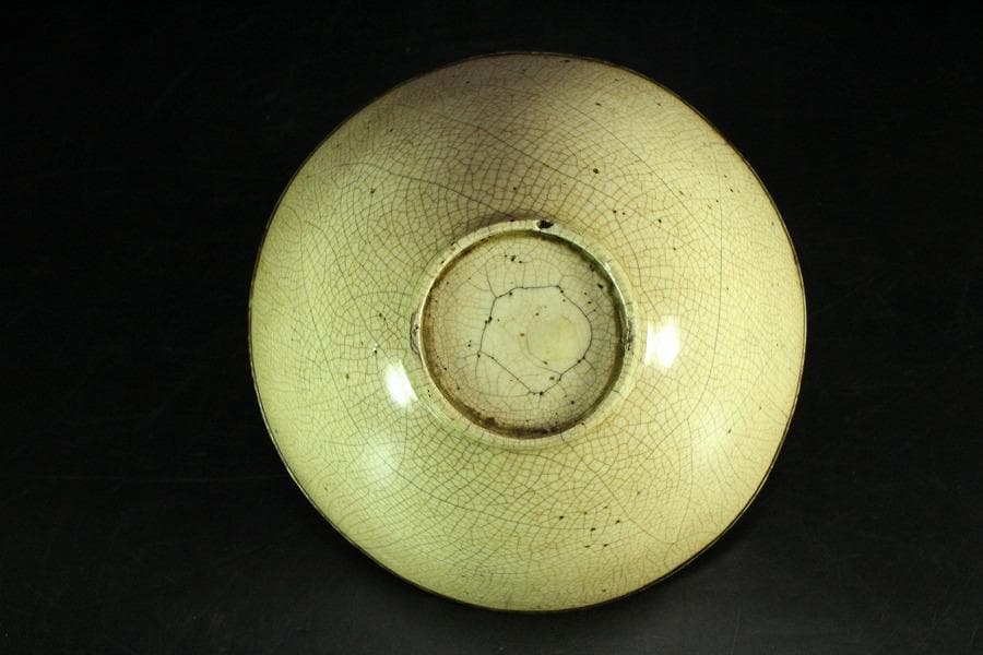 中国美術 銀覆輪 刻草花紋 白磁碗 文化財指定書付(K-A830)