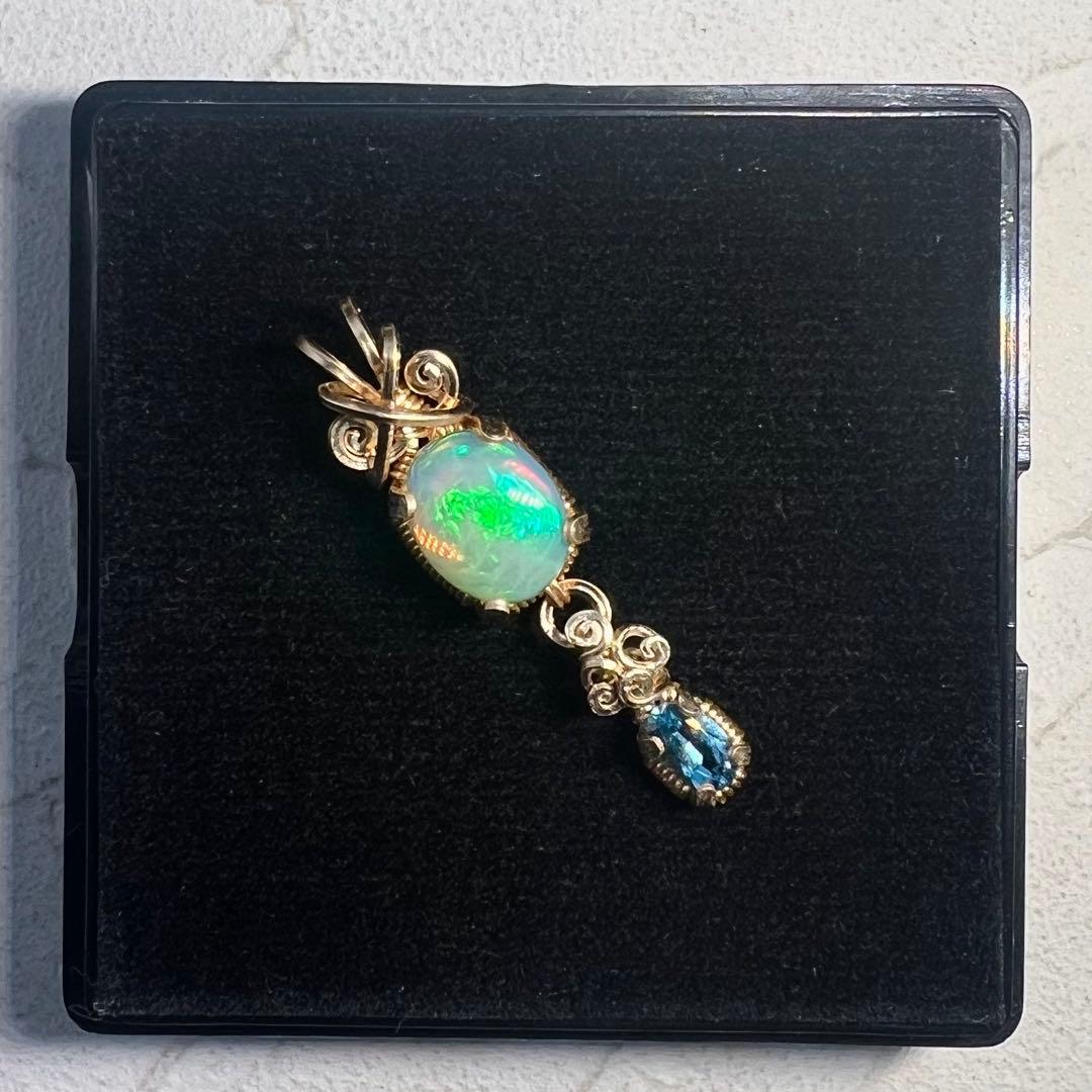 【for まさみ♫様】天然石　珍ハニカムオパール＆スイスブルートパーズ14kgf