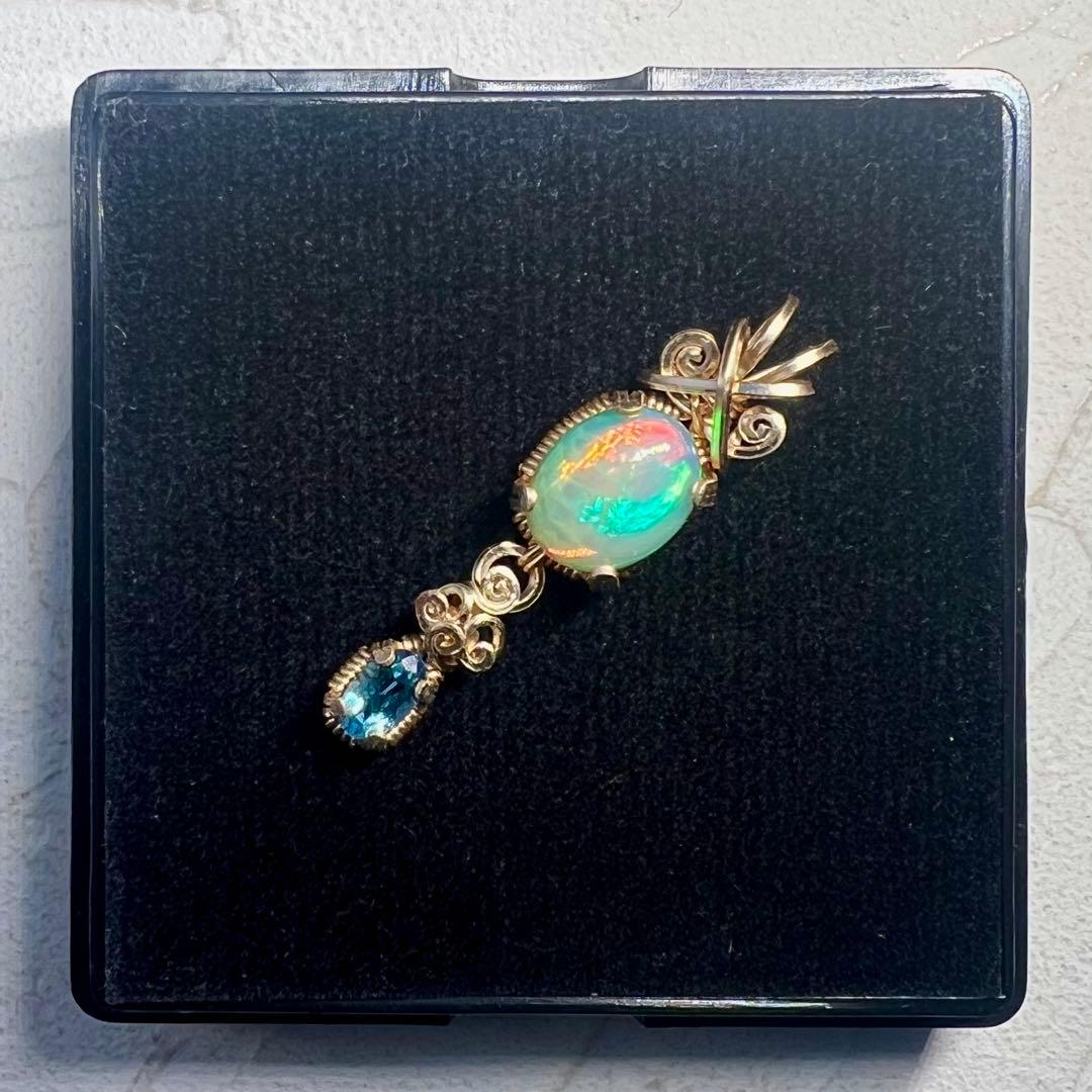 【for まさみ♫様】天然石　珍ハニカムオパール＆スイスブルートパーズ14kgf