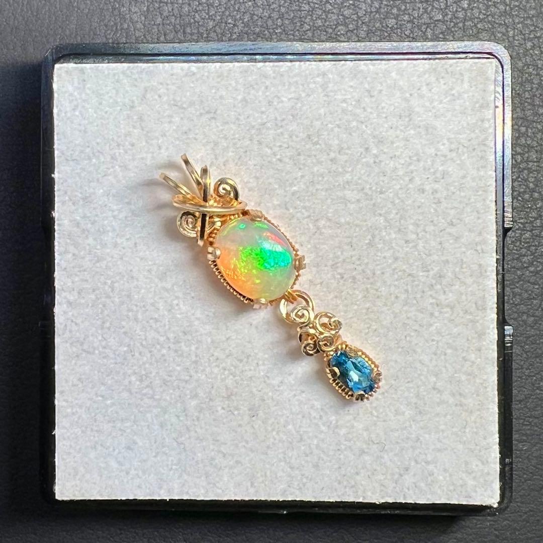 【for まさみ♫様】天然石　珍ハニカムオパール＆スイスブルートパーズ14kgf