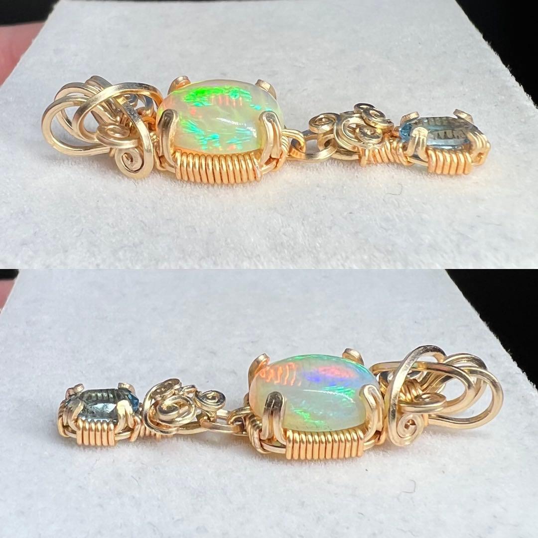 【for まさみ♫様】天然石　珍ハニカムオパール＆スイスブルートパーズ14kgf