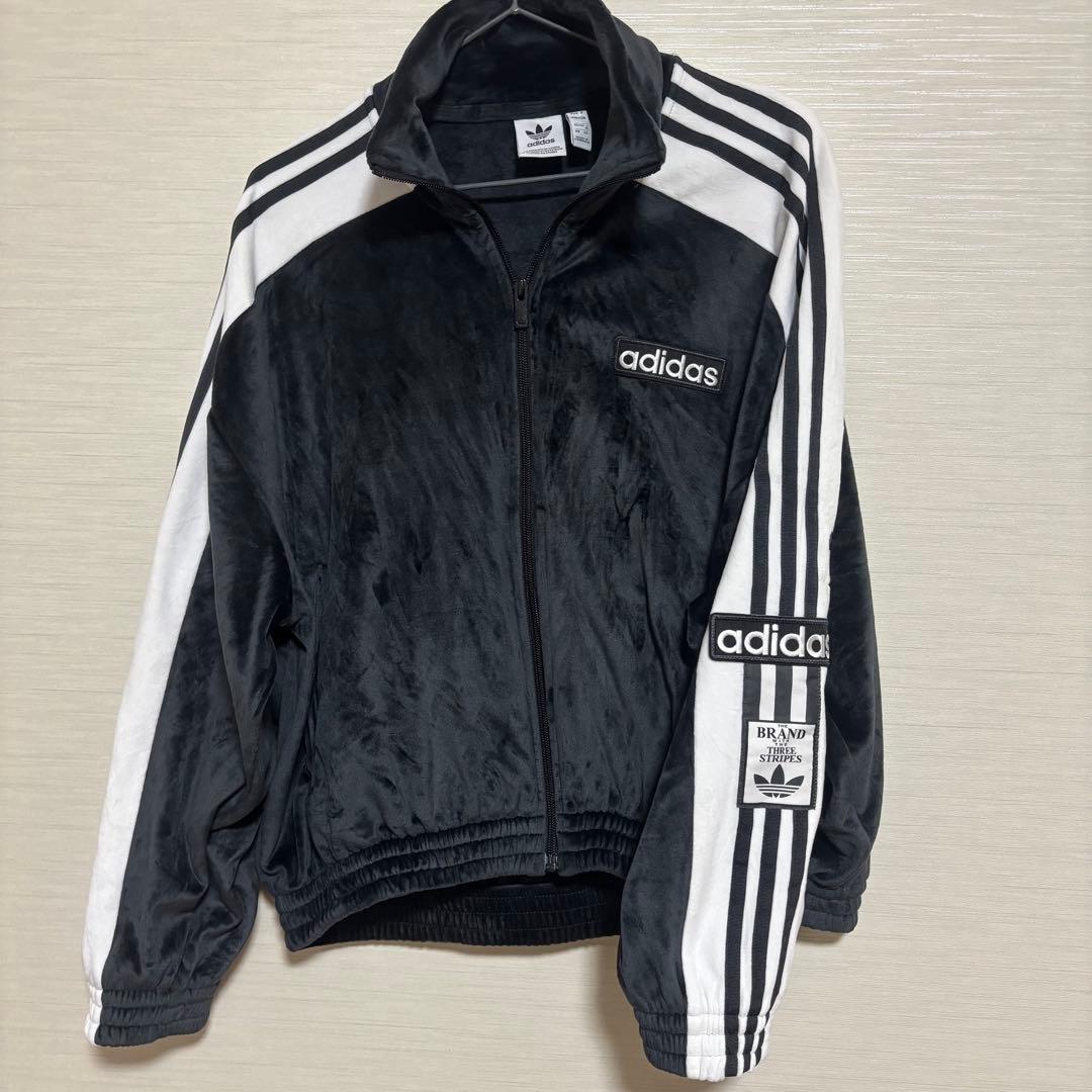 adidas ベロア ジャージ XL 黒/白 アディブレイク