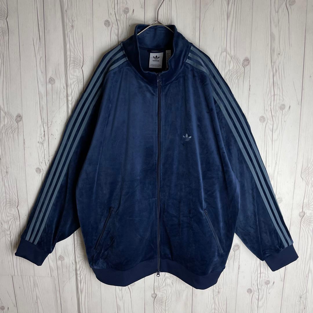 adidas アディダス Y2K ベロア トラックトップ 3XL ネイビー