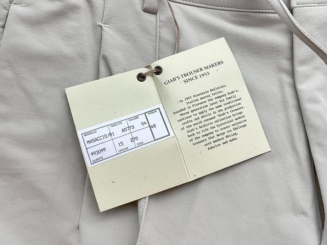 新品 giab's ARCHIVIO 永久クリースストレッチスラックス 48