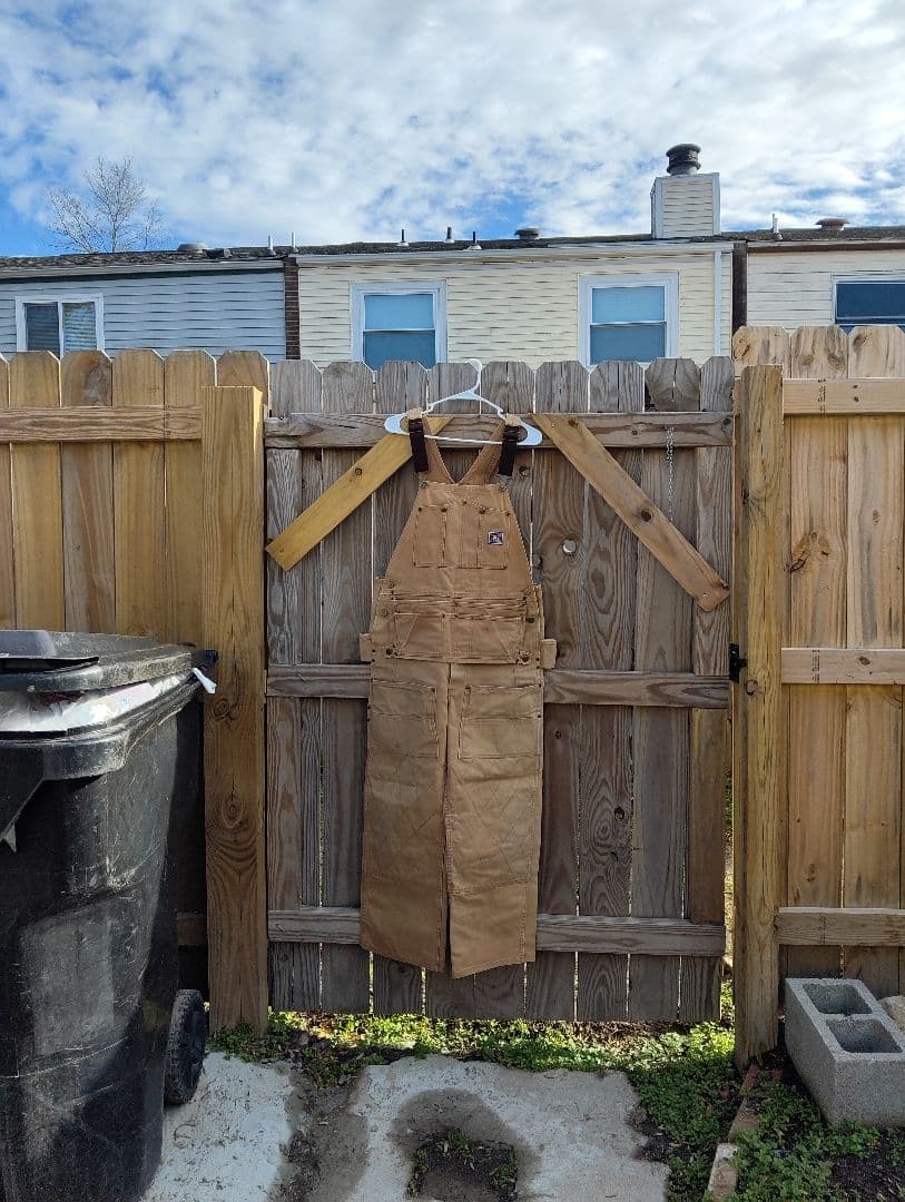 オーバーオール　ダブルニーカンガルーエプロン付き