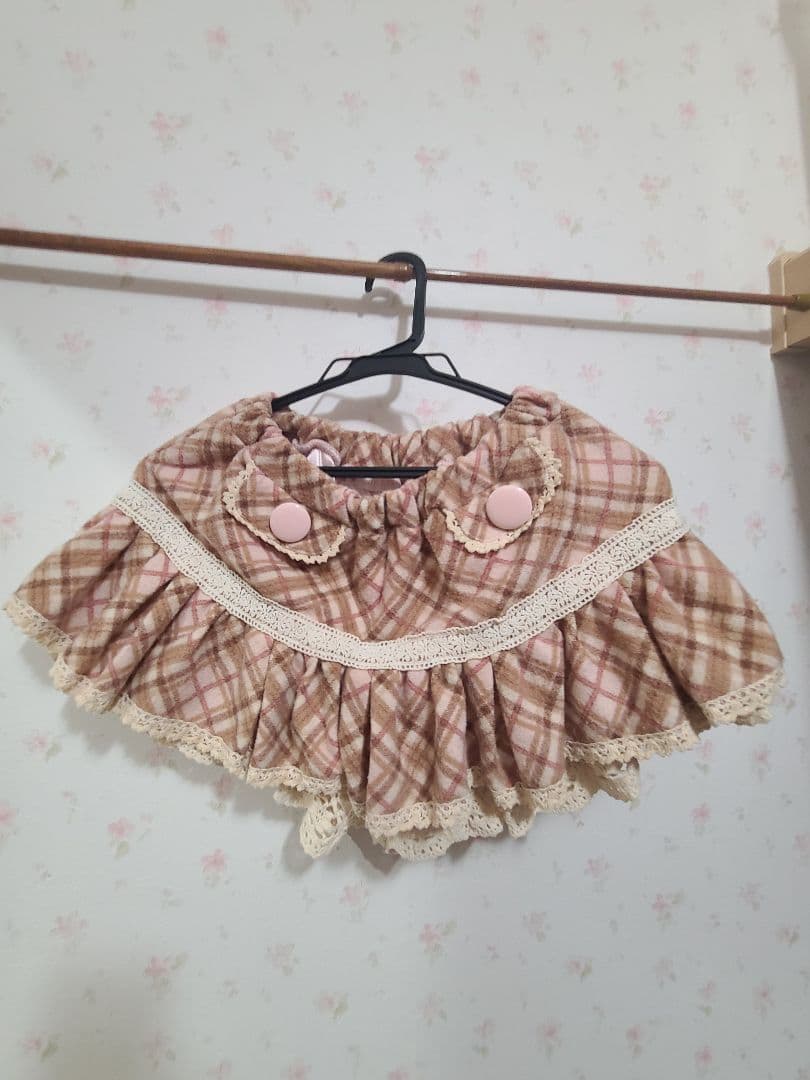 ⑦LIZLISA 起毛チェック コットンレースフリルスカパン 姫カジ ピンク