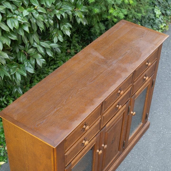 勇峰工芸 花柄 サイドボード ナラ材 葉山ガーデン 葉山家具 旭川 北海道