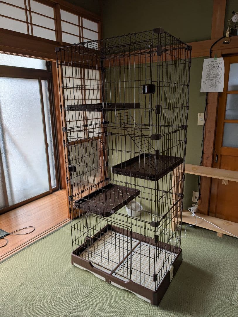 猫ケージ3段　キャットケージ　ブラウン　茶色