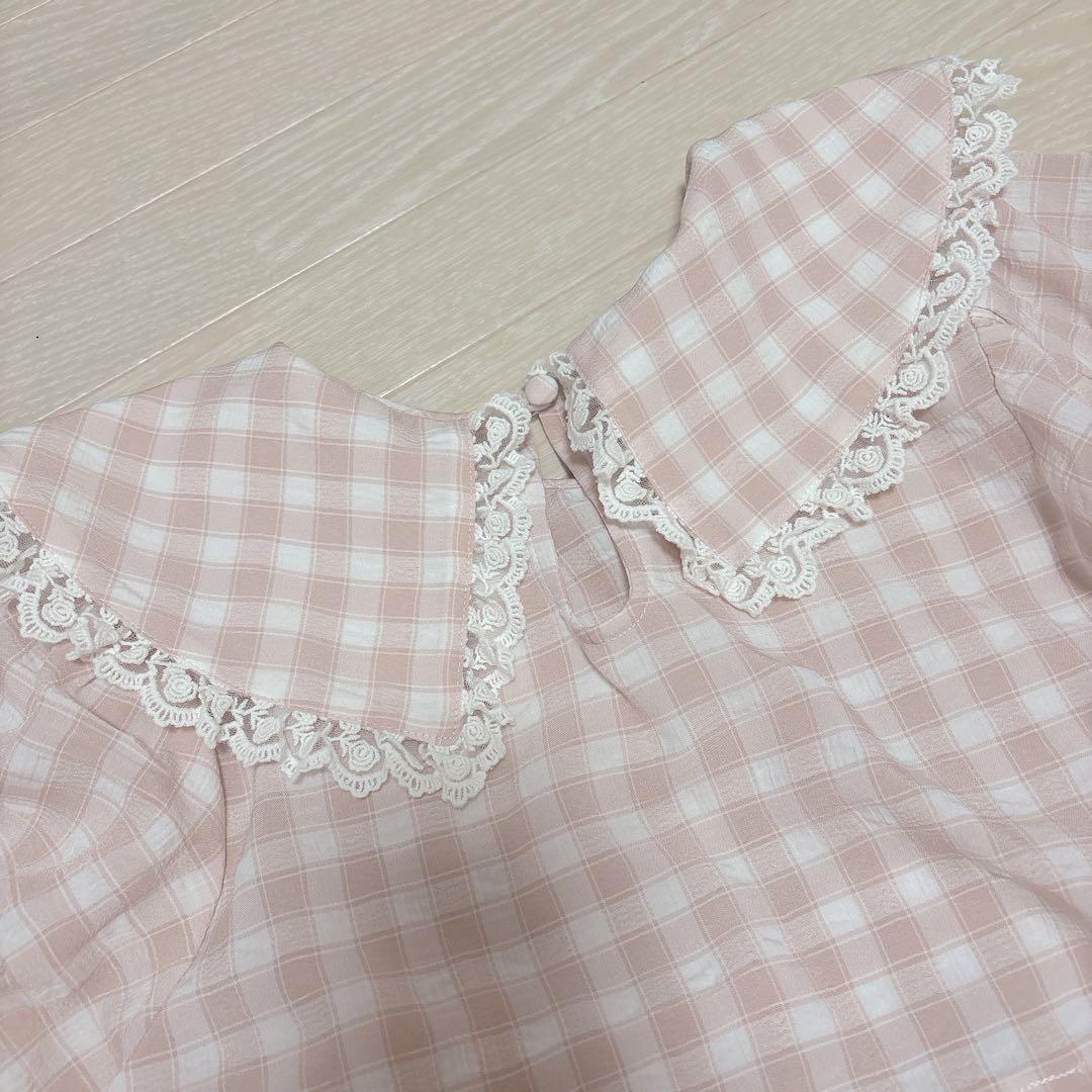 未使用　merry jennyメリージェニー　ギンガムリボンワンピースピンク