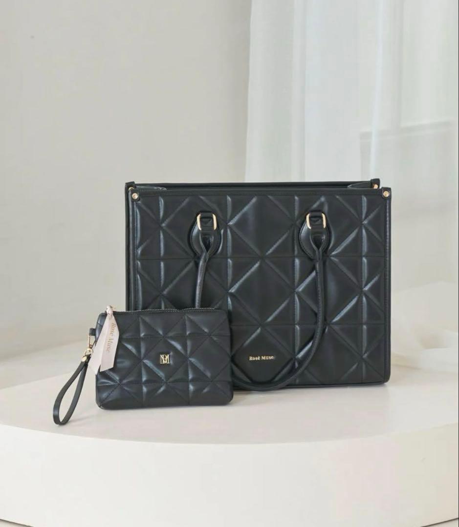 バッグ Rose Muse quilting big tote bag black L