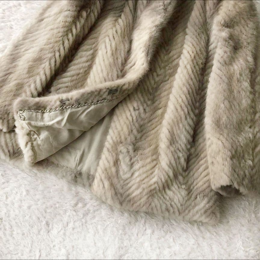 毛皮コート ファーコート リアル ミンク ホワイトシルバー ライトグレー M