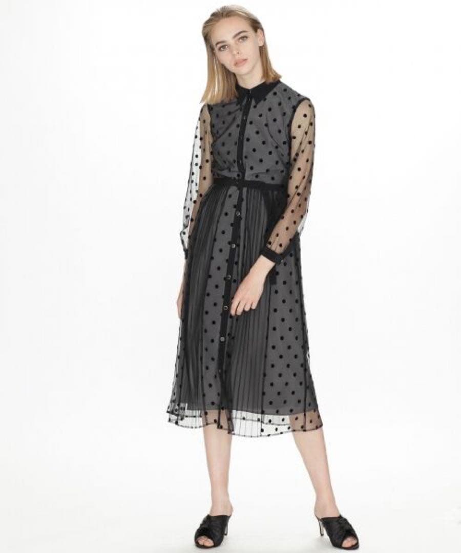 グレースコンチネンタル　プリーツドッキングワンピース　ブラック　ダイアグラム