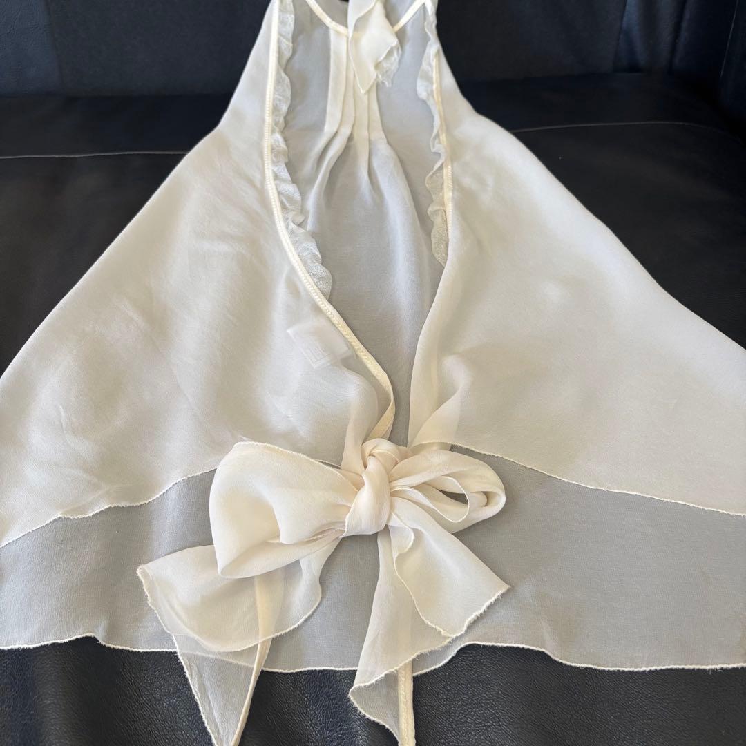 シャネルCHANELシフォンキャミソール リボンオフホワイトsize40