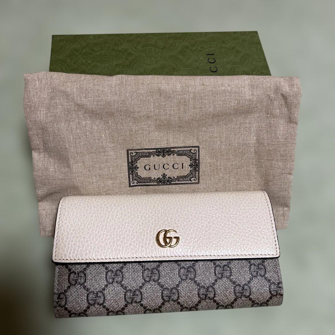 GUCCI GGモノグラム 長財布 ベージュ/ブラウン