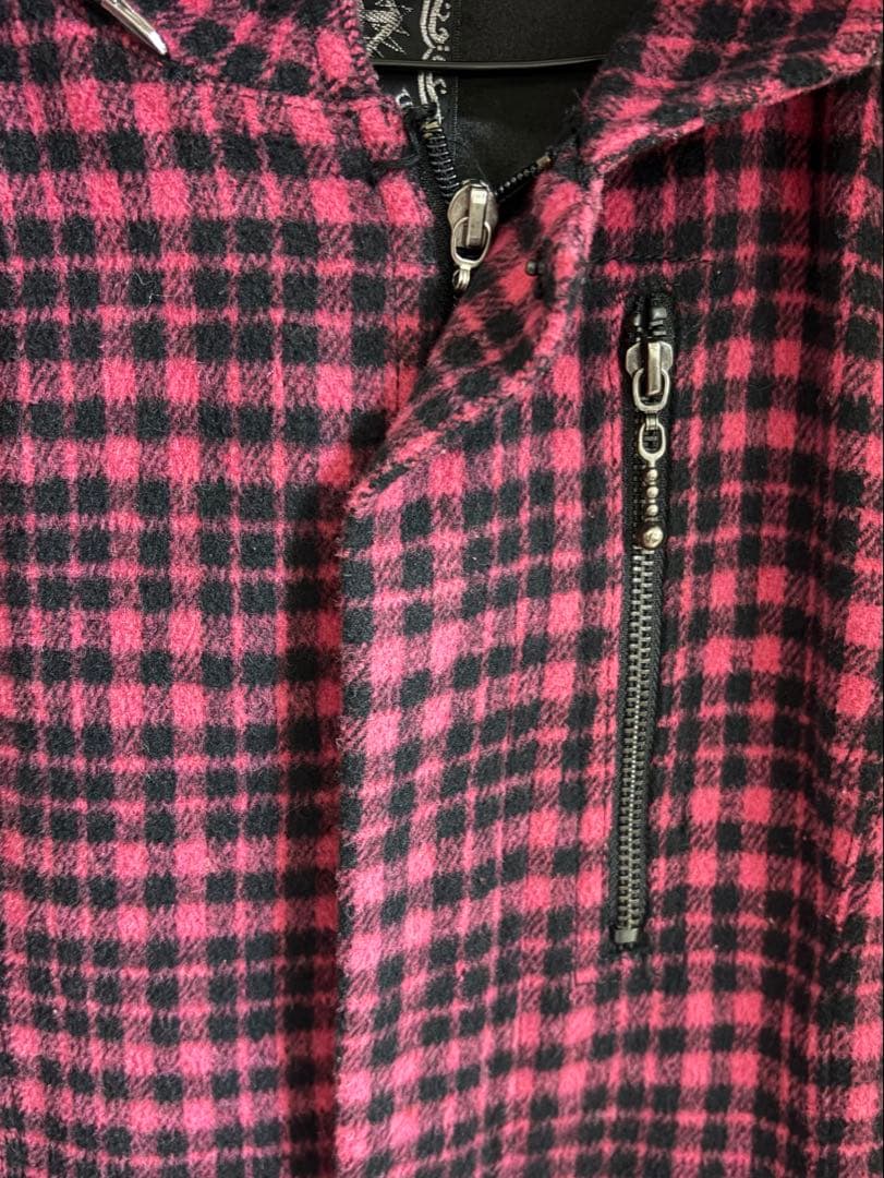 ALGONQUINS ピンク チェック 猫耳 フード ファー アウター