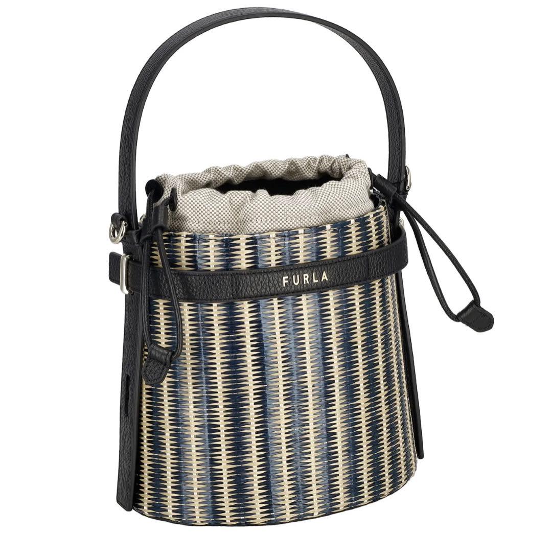 専用【FURLA】 MINI GIOVE ロゴ レザー バケットバック ブラック