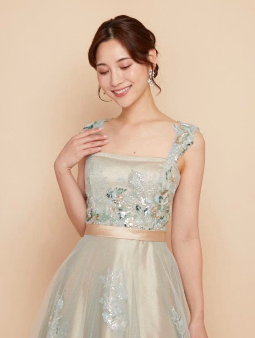 [ANNABELLE]ゴージャスビーズ刺繡オリーブラメチュールドレス