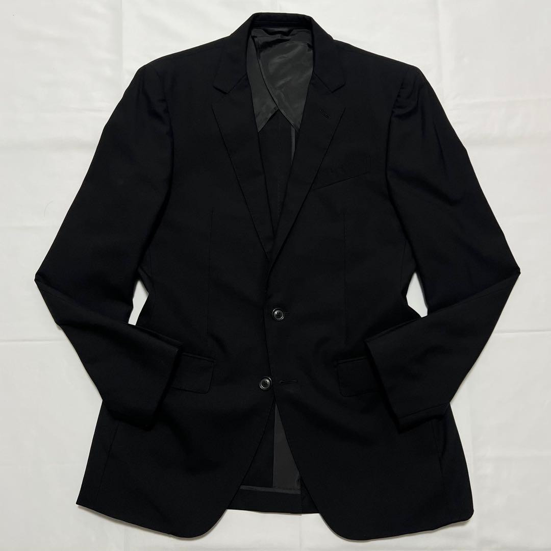 極美品✨ジョンピアース スーツ 黒 ブラック 無地 洗える 冠婚葬祭 A7サイズ