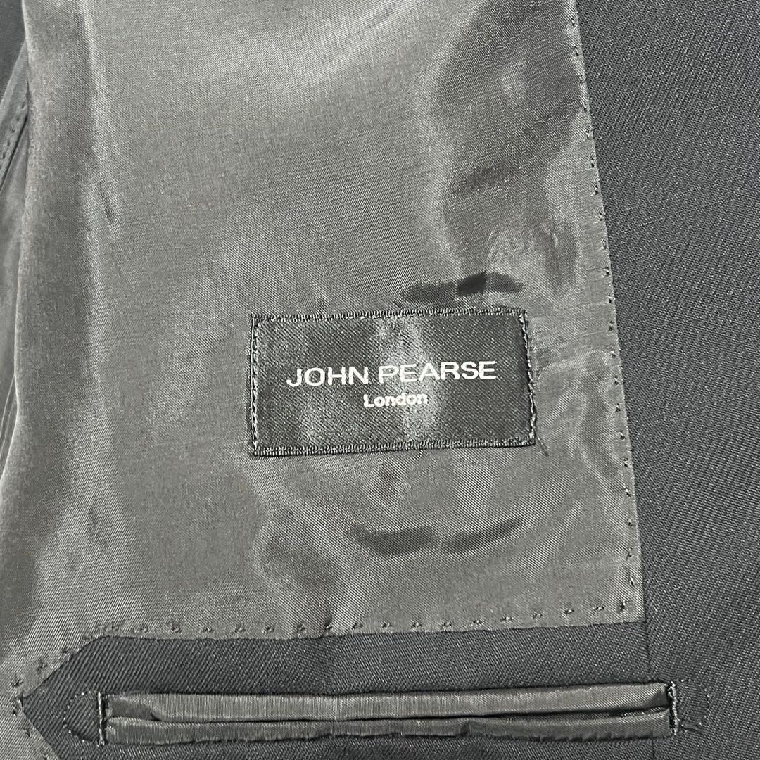 極美品✨ジョンピアース スーツ 黒 ブラック 無地 洗える 冠婚葬祭 A7サイズ