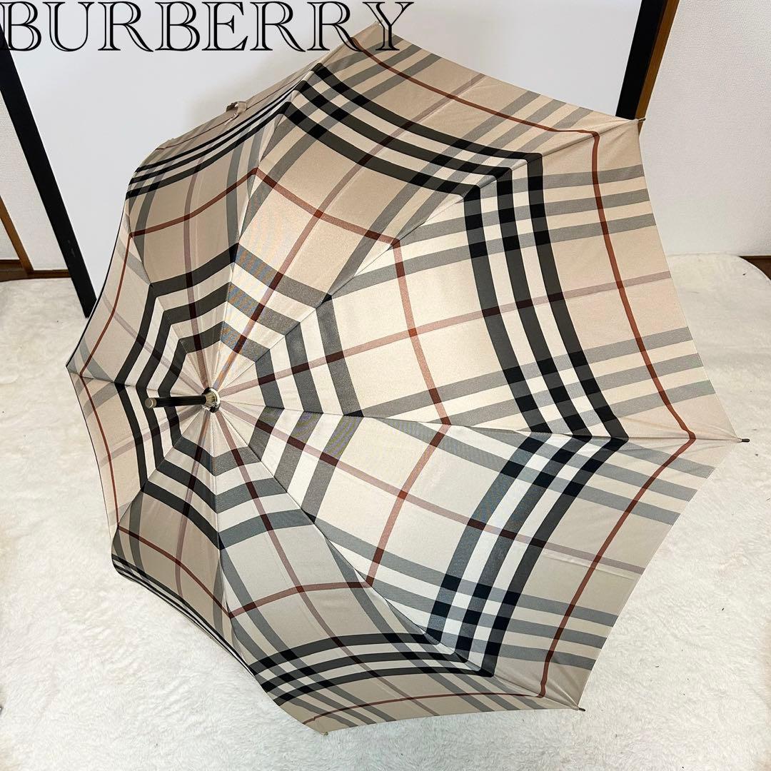 美品❗️BURBERRY 長傘　メガチェック　ノバチェック　雨傘　バーバリー