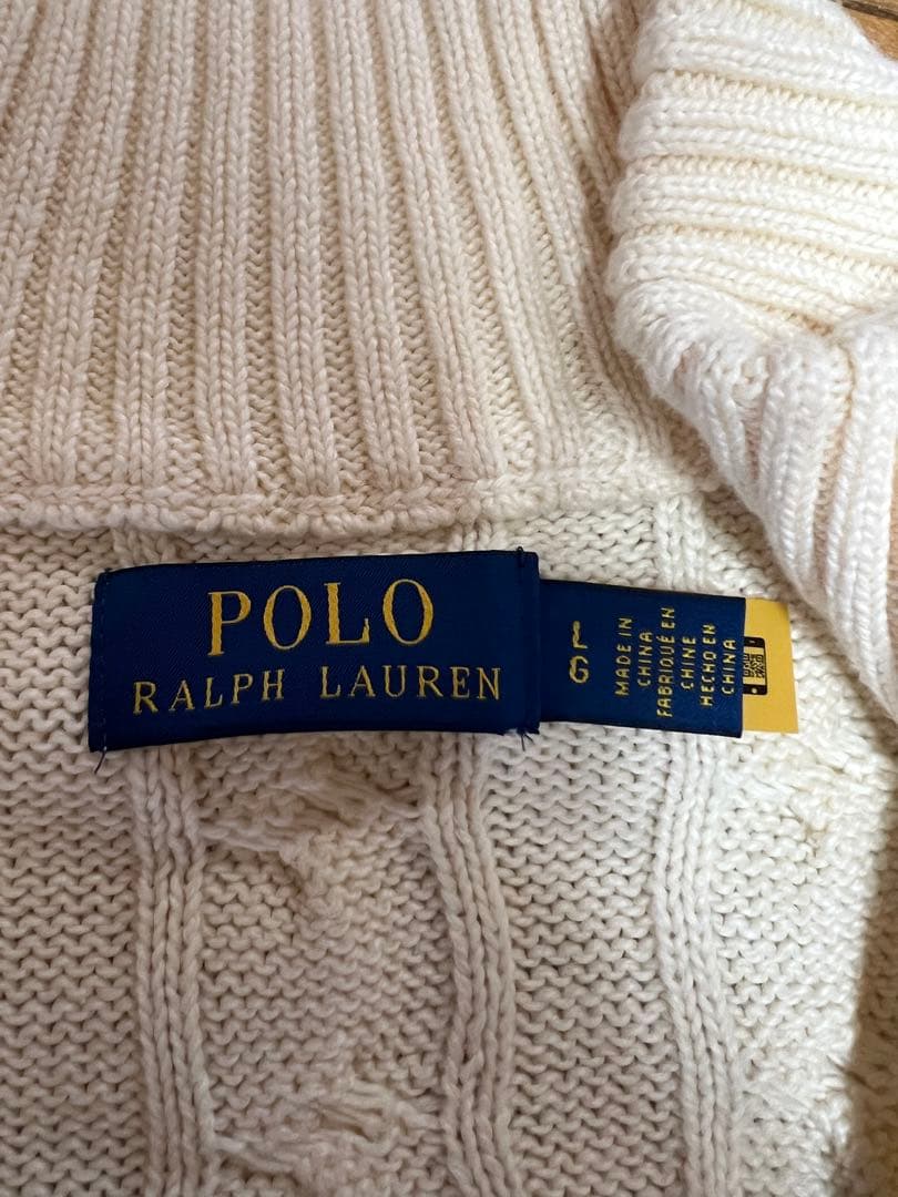 Polo Ralph Lauren ケーブルコットンニット クォータージップ L