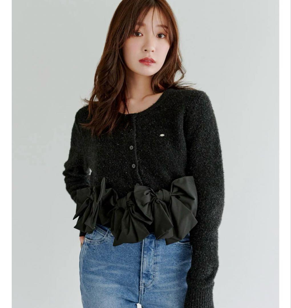 SNIDEL スナイデルリボンモチーフカーディガン