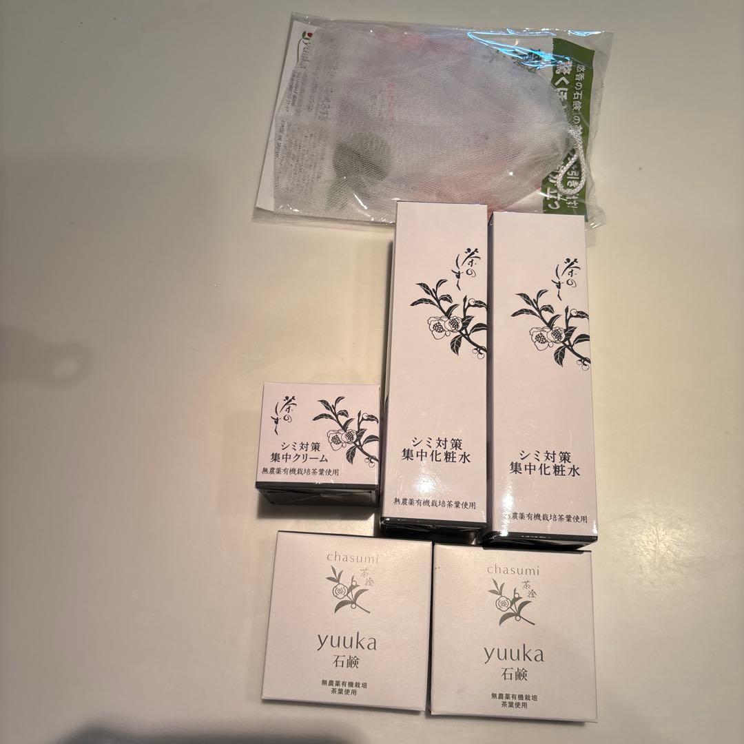 悠香　石鹸2 茶のしずく化粧2.クリーム1　ネット1