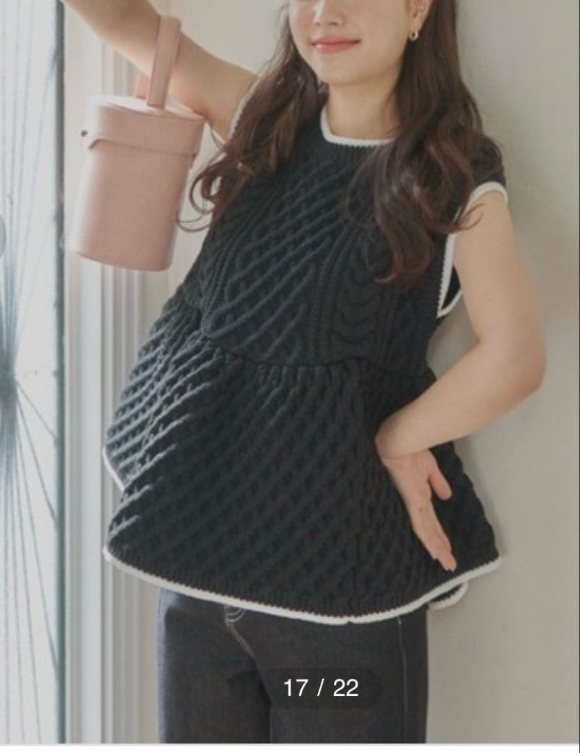 【新品タグ付き】 GIUNONケーブル ニットベスト ブラック